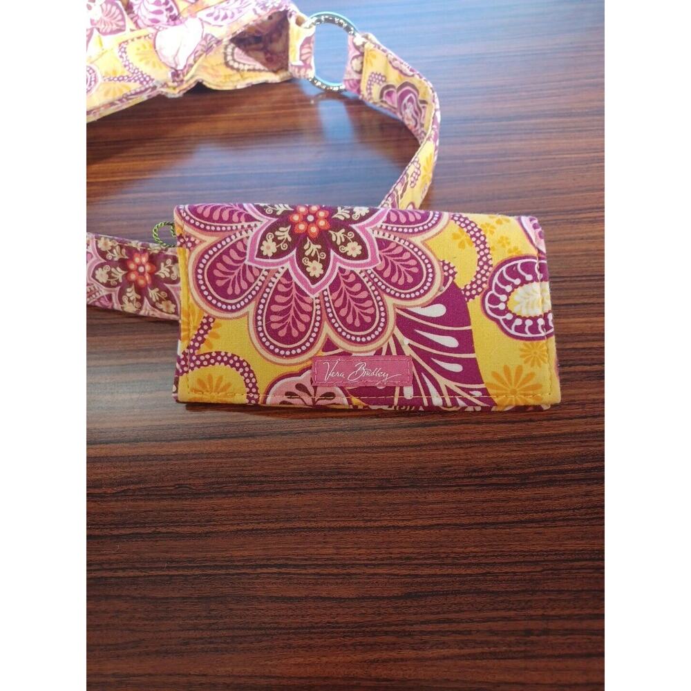 Vera Bradley Embroidered Quilted Women Floral Shoulder Bag Pink Yellow - Picture 5 of 13